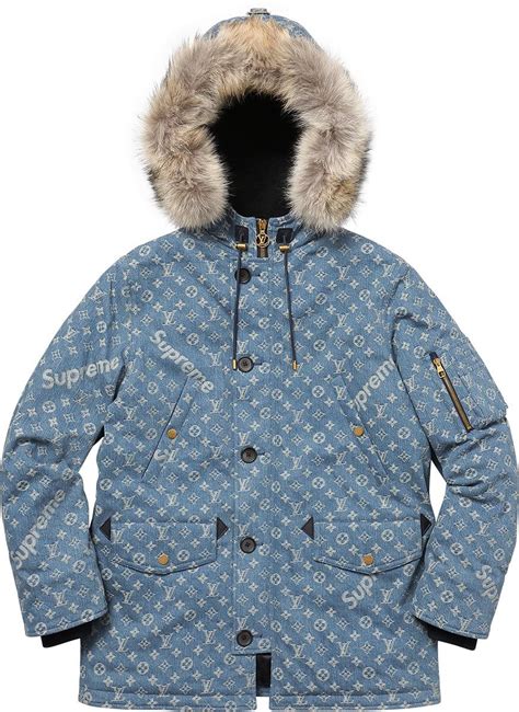 louis vuitton x supreme denim parka|louis vuitton supreme raincoat.